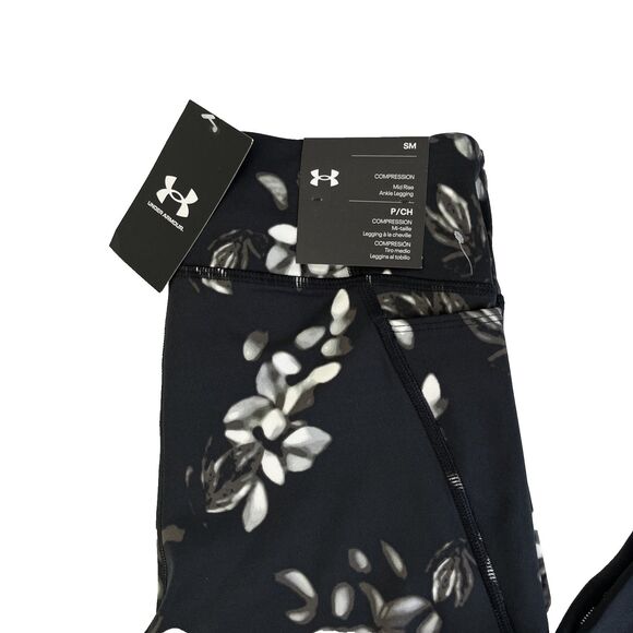 New Under Armour Compression Ankle Leggings Floral Print Athletic Size Small NWT - Picture 2 of 9